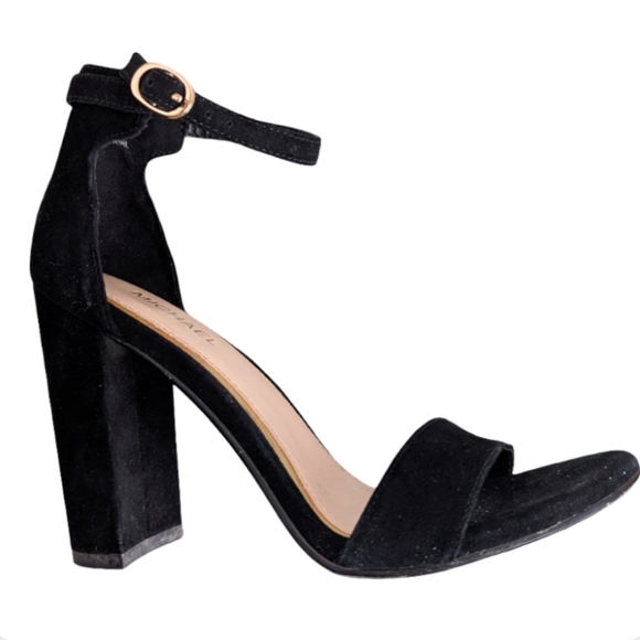 Michael By Michael Shannon Sammey Black Suede Block Heel Sandals Size 7 - Picture 8 of 13